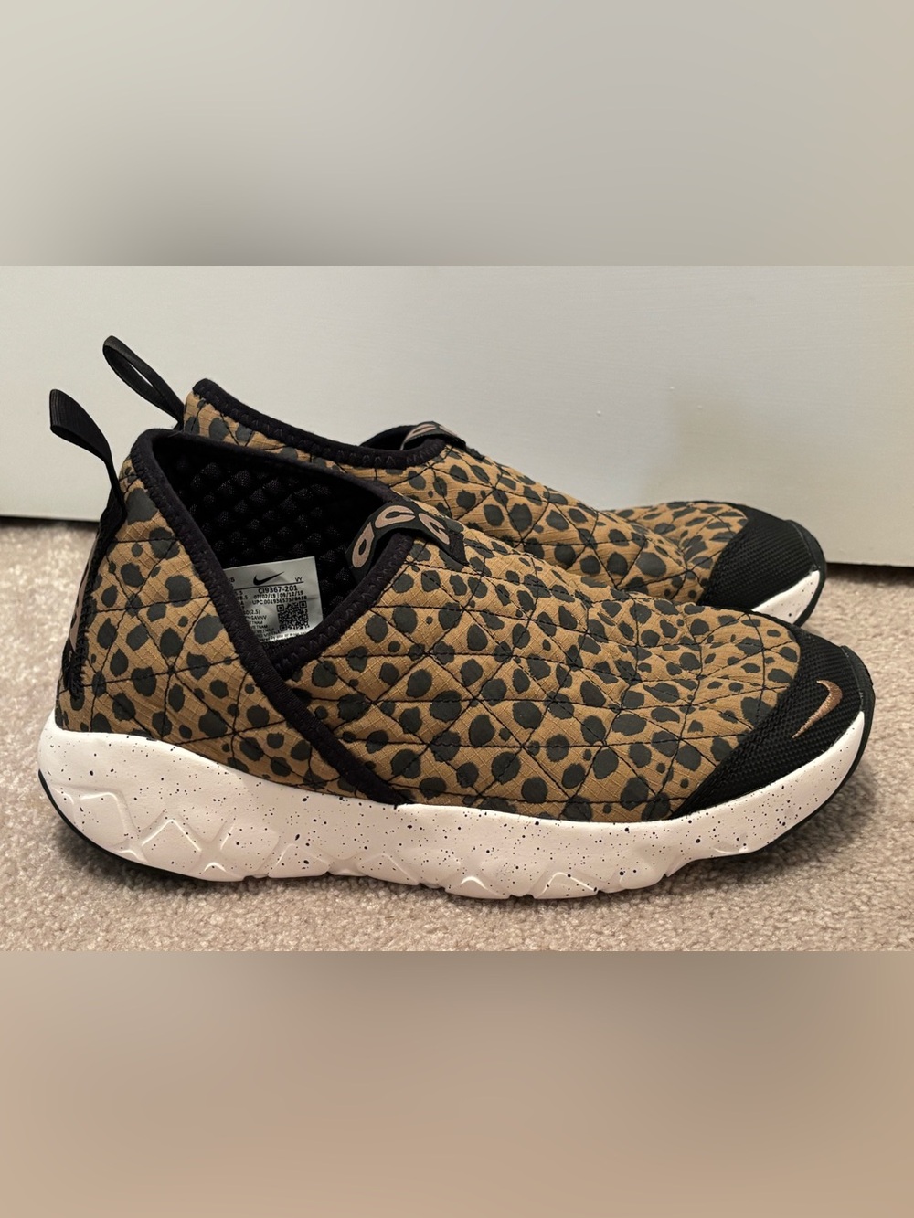 Union Tokyo X Nike ACG Moc 3.0 Women’s Size 6 Cheetah Quilted Slip-On Sneakers - Picture 1 of 7